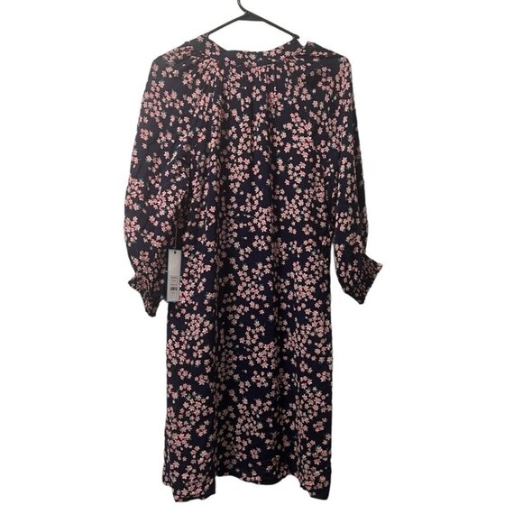 Draper James RSVP Blue White Floral Print V-Neck Smocked  Dress Size M Classic - Picture 2 of 10
